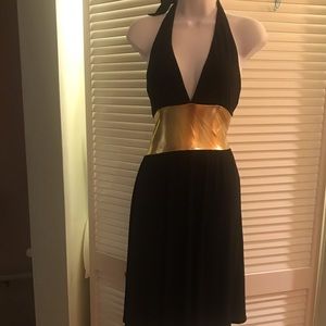 Black & Gold halter dress